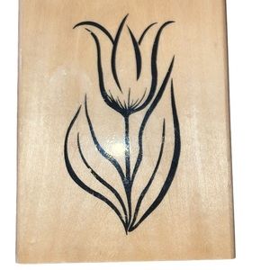 Anita's Brand Single Tulip Flower 4 1/2"x3 1/2" Rubber Stamp